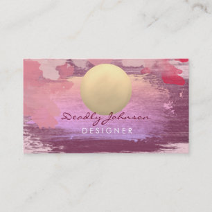 Carte De Visite Aquarelle moderne Abstraite Peinture rose orange