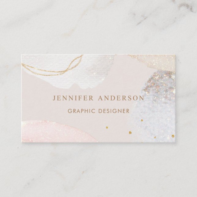 Carte De Visite Aquarelle moderne beige abstraite  (Devant)