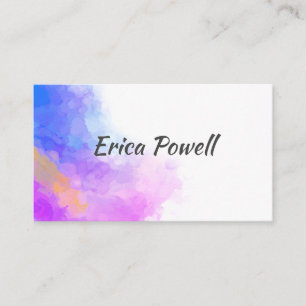 Carte De Visite aquarelle moderne bleu et violet abstrait