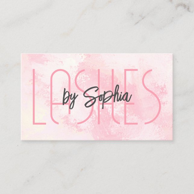 Carte De Visite Aquarelle moderne Blush rose Élégant cils (Devant)