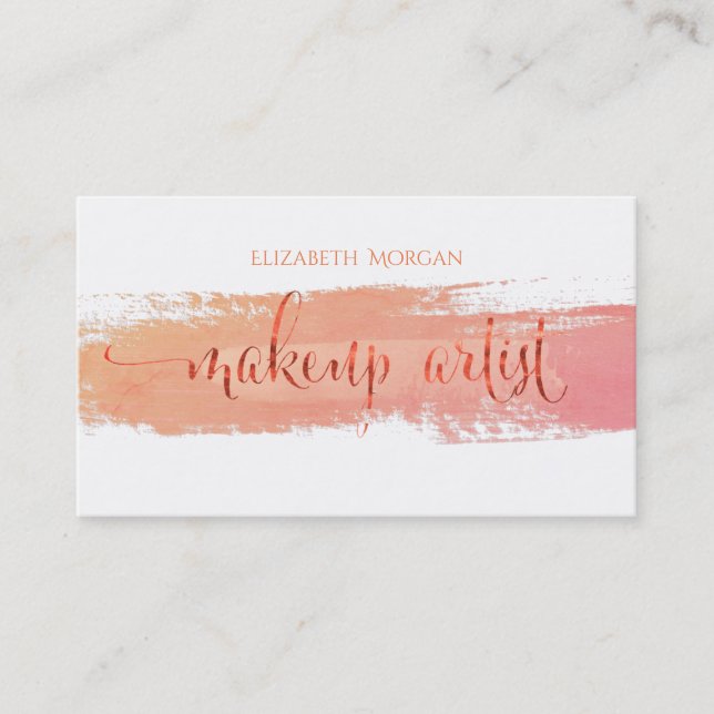 Carte De Visite Aquarelle moderne brosse, Artiste maquillage (Devant)
