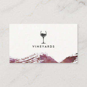 Carte De Visite Aquarelle moderne brossée avec verre à vin chic