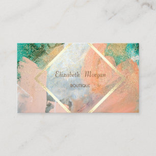 Carte De Visite Aquarelle Moderne, Cadre Doré, Confettis