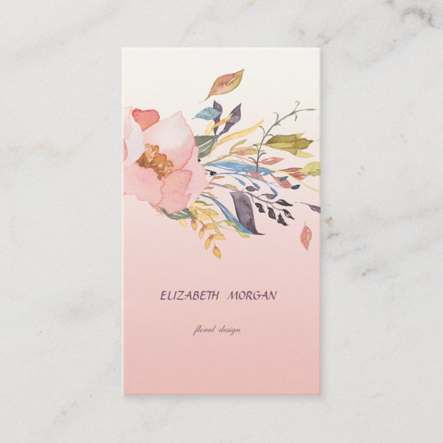 Carte De Visite Aquarelle moderne classique Floral (Devant)