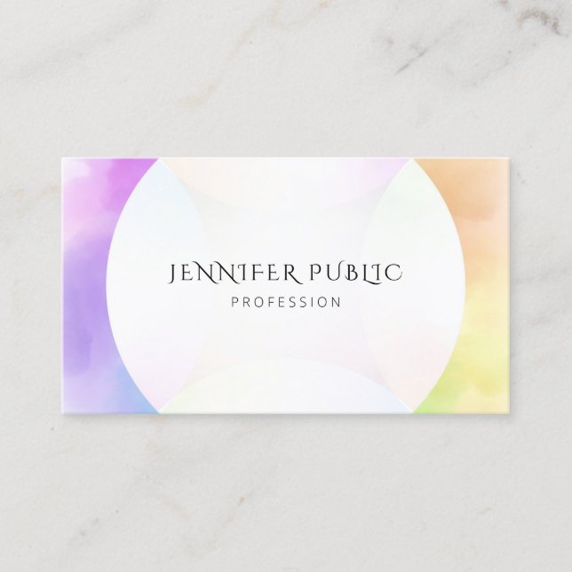 Carte De Visite Aquarelle Moderne Design simple Modèle élégant (Devant)