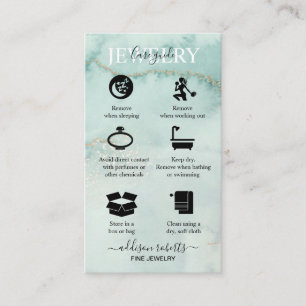 Carte De Visite Aquarelle moderne élégante Soin Bijoux vert Busi