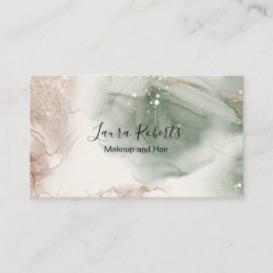 Carte De Visite Aquarelle moderne élégante Vert et Or