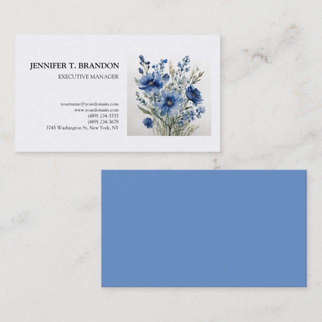 Carte De Visite Aquarelle moderne minimaliste (Devant / Derrière)