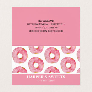 Carte De Visite Aquarelle moderne Pink Donuts Professional 