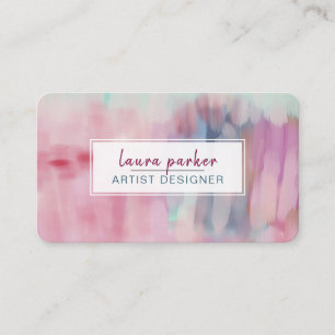 Carte De Visite Aquarelle moderne rose Abstraite Peinture contours