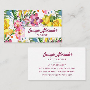 Carte De Visite Aquarelle moderne tendance Artiste Floral Floriste
