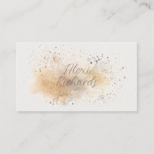 Carte De Visite Aquarelle molle Tan et gris (Devant)