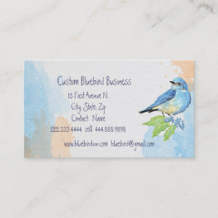 Carte De Visite Aquarelle Montagne Bluebird Blue Bird Art 