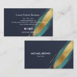 Carte de visite aquarelle Navy Or Sarcelle Luxe
