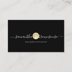 Carte De Visite Aquarelle noire minuscule en or lune