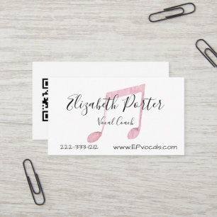 Carte De Visite Aquarelle Notes musicales Code QR personnalisé