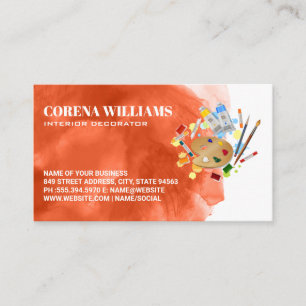 Carte De Visite Aquarelle orange   Palette Peintres
