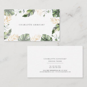 Carte De Visite Aquarelle Palm Feuille Gold Foliing