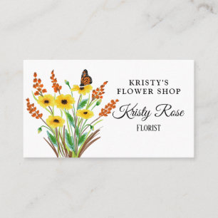 Carte De Visite Aquarelle Papillon jaune orange