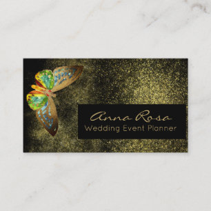 Carte De Visite *~* Aquarelle Parties scintillant dorée Papillon d