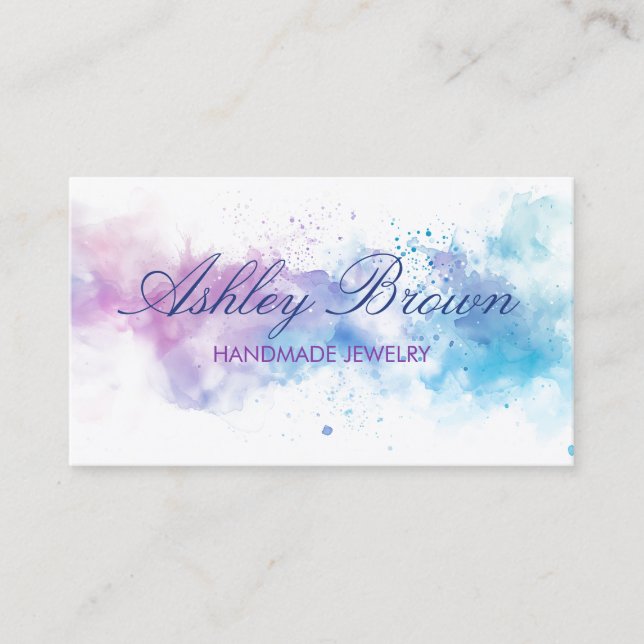 Carte De Visite Aquarelle Pastel Bijoux artisanaux (Devant)