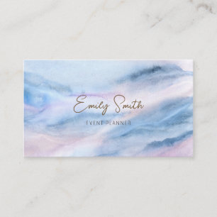Carte De Visite Aquarelle Pastel bleu rose marbre Abstrait