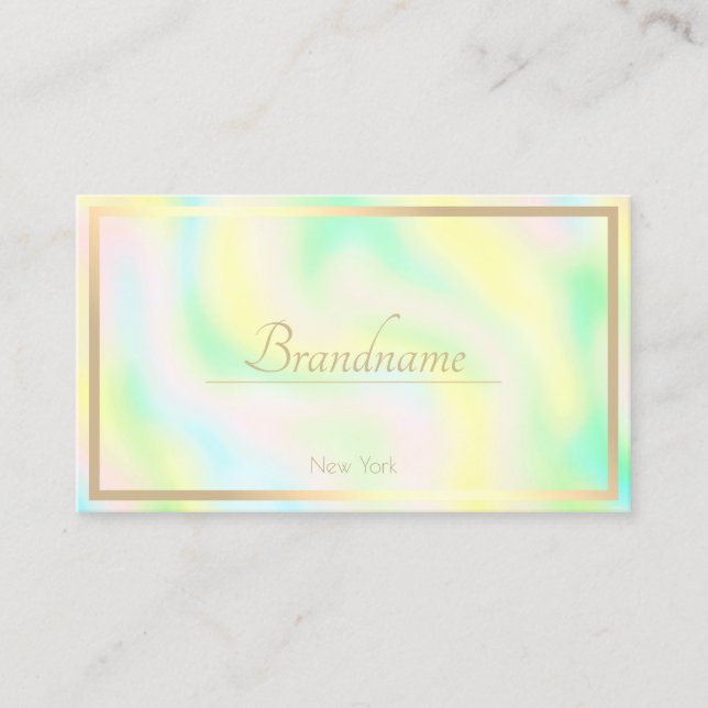Carte De Visite Aquarelle Pastel Colours Gold Frame Heures d'ouver (Devant)