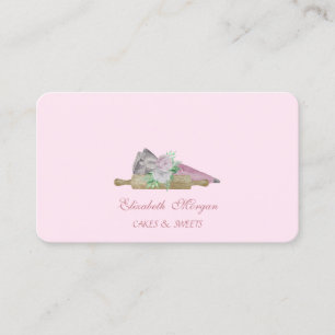 Carte De Visite Aquarelle Pâtisserie Outils main Rouleau Pin Fleur