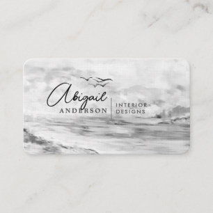 Carte De Visite Aquarelle Paysage Noir Signature professionnelle