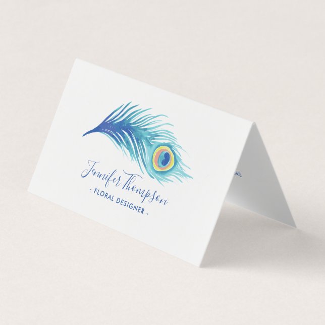 Carte De Visite Aquarelle Peacock Feather (Devant)