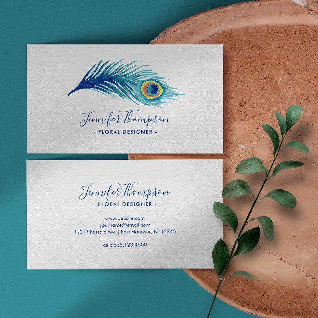 Carte De Visite Aquarelle Peacock Feather (Créateur téléchargé)