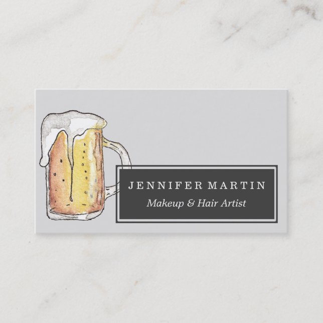 Carte De Visite Aquarelle peinte froide de tasse de bière de fin (Devant)