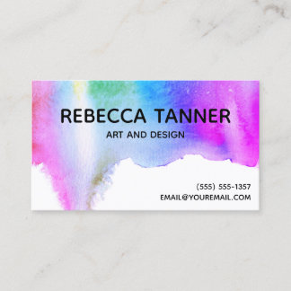 Carte De Visite Aquarelle Peinture colorée Arc-en-ciel Artiste art