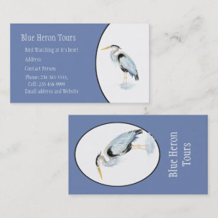Carte De Visite Aquarelle personnalisée Oiseau de grand héron bleu