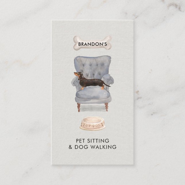 Carte De Visite Aquarelle Pet Sitter Chien Walker (Devant)