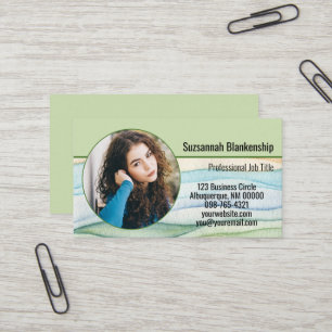 Carte De Visite Aquarelle photo ronde personnalisée pour petite en