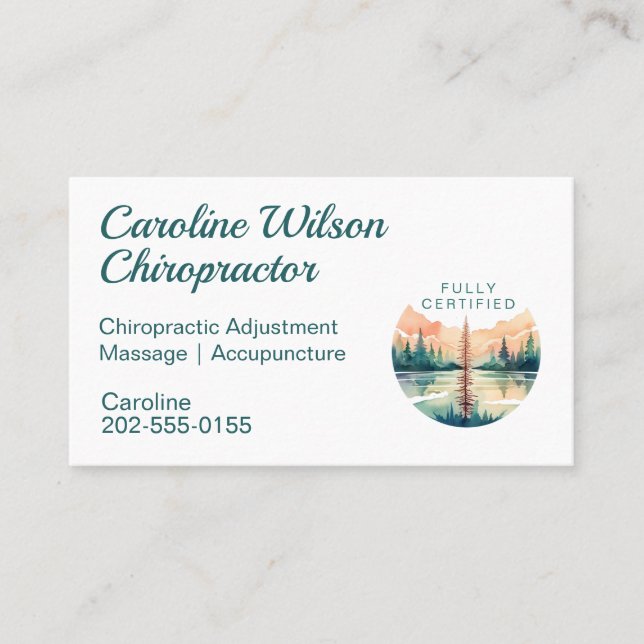 Carte De Visite Aquarelle physiothérapeute Osteopath Chiropracteur (Devant)
