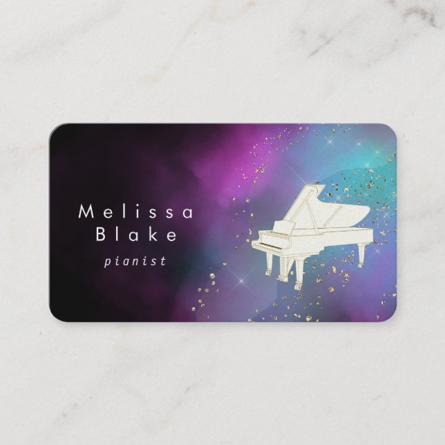 Carte De Visite aquarelle pianiste (Devant)