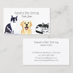 Carte De Visite Aquarelle pour animal de compagnie assis Chien Cha