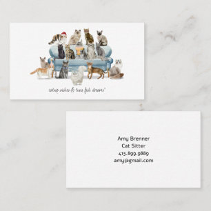 Carte de visite aquarelle pour la garde de chats