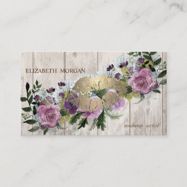 Carte De Visite Aquarelle professionnelle Floral, Lèvres, Texture  (Devant)