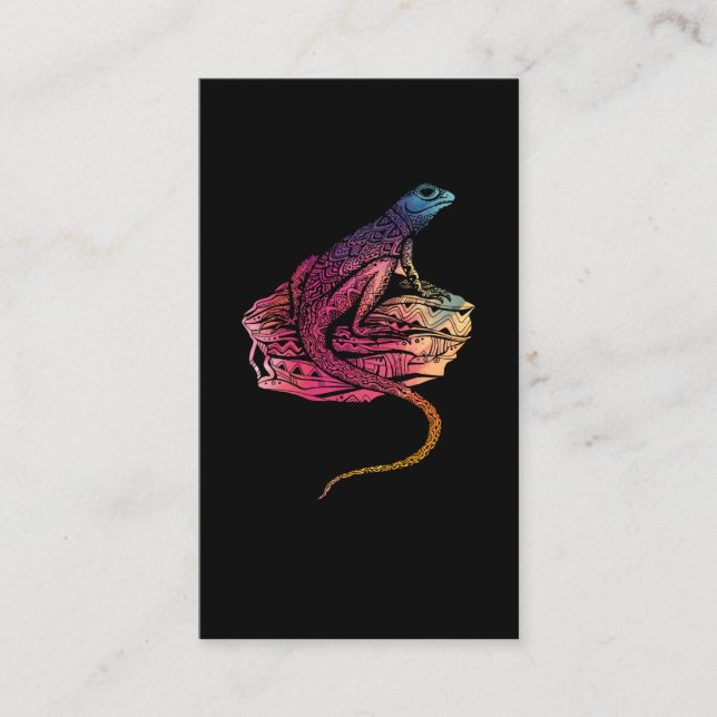 Carte De Visite Aquarelle Reptile Lizard Mandala Nature (Devant)
