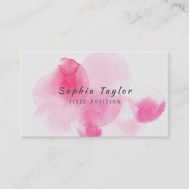 Carte De Visite Aquarelle rose (Devant)
