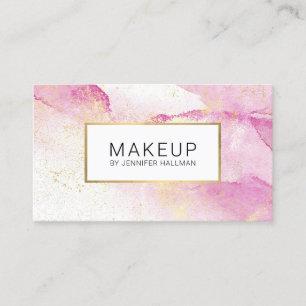 Carte De Visite Aquarelle rose Abstraite avec Poussière or Faux