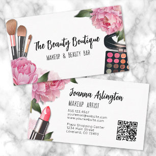 Carte De Visite Aquarelle rose Artiste maquillage de beauté
