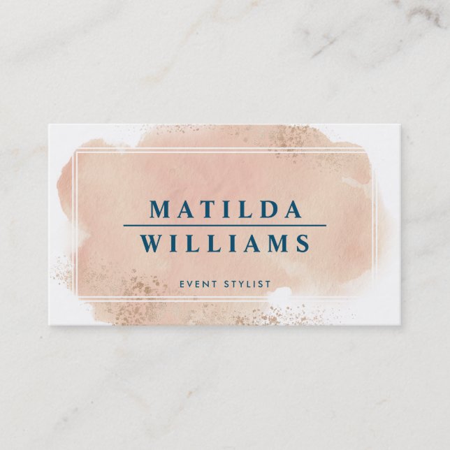 Carte De Visite Aquarelle rose-blush design INK (Devant)