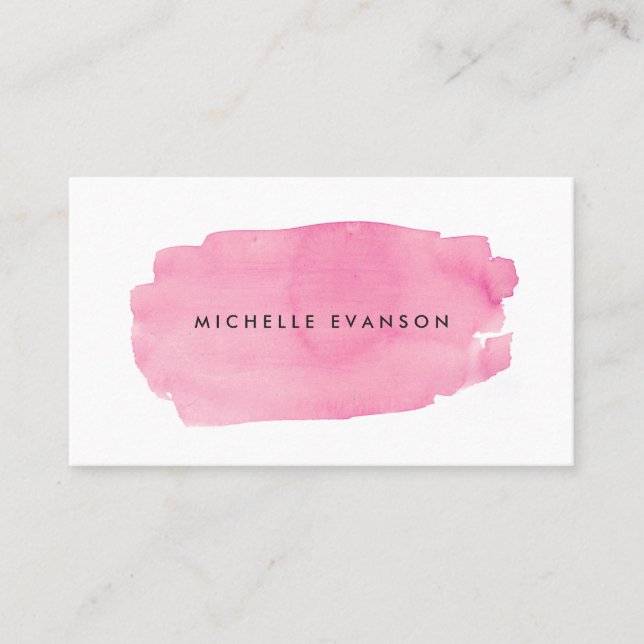 Carte De Visite Aquarelle rose brosse créative (Devant)