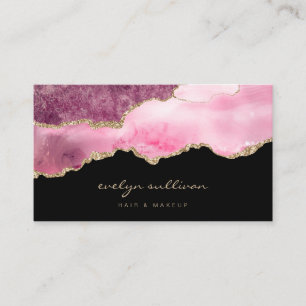 Carte De Visite aquarelle rose chaud sur noir