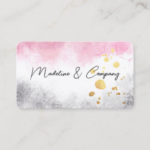 Carte De Visite aquarelle rose et gris minmaliste affaires artisti