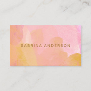 Carte De Visite Aquarelle rose et or Peinture Abstraite 